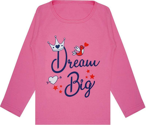 FAZZA Girls Typography Pure Cotton Regular T Shirt