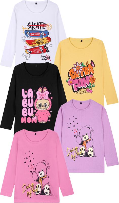 FAZZA Girls Printed Pure Cotton Regular T Shirt