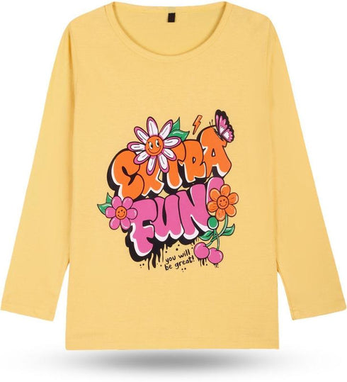 FAZZA Girls Printed Pure Cotton Regular T Shirt