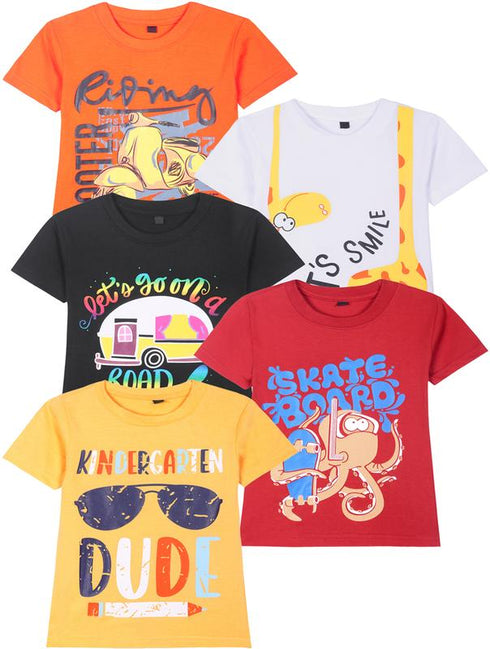 FAZZA Boys Printed Pure Cotton Regular T Shirt