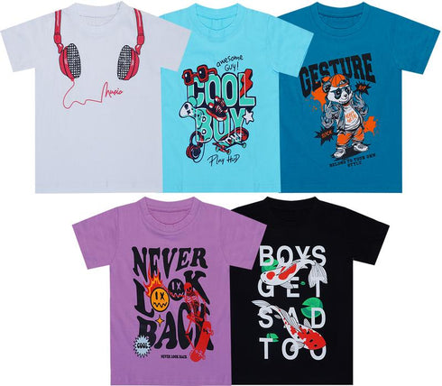 FAZZA Boys Printed Pure Cotton Regular T Shirt