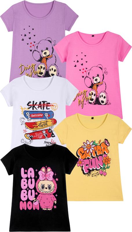 FAZZA Girls Printed Pure Cotton Regular T Shirt