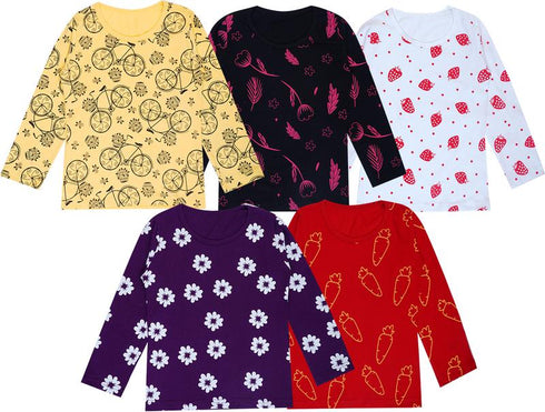 FAZZA Girls Printed Pure Cotton Regular T Shirt