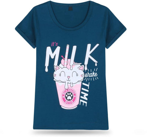 FAZZA Girls Graphic Print Pure Cotton Regular T Shirt