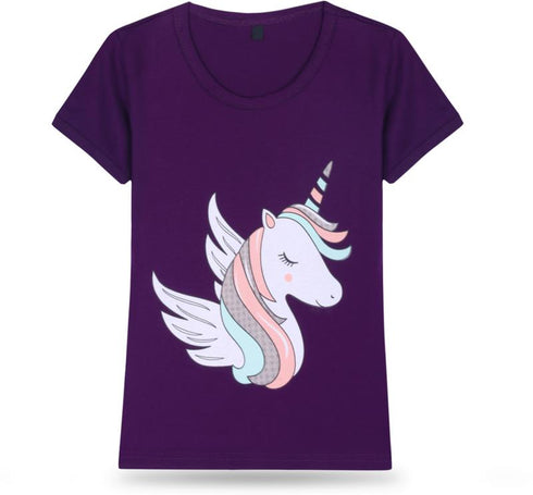 FAZZA Girls Graphic Print Pure Cotton Regular T Shirt