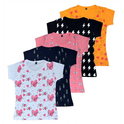 FAZZA Girls T-shirts(Pack of 5)