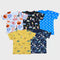FAZZA Boys Printed Pure Cotton T Shirt (Multicolor, Pack of 5)