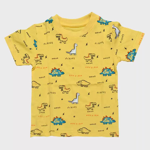 FAZZA Boys Printed Pure Cotton T Shirt (Multicolor, Pack of 5)