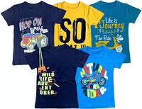 FAZZA Boys Graphic Print Pure Cotton T Shirt (Multicolor, Pack of 5) - Fazza India