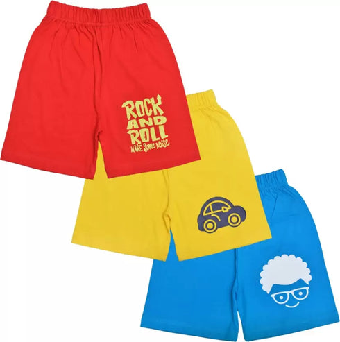 FAZZA Short For Boys Casual Printed Pure Cotton (Multicolor, Pack of 3)