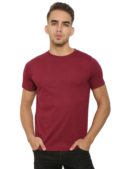 FAZZA Men Solid Red T-Shirt