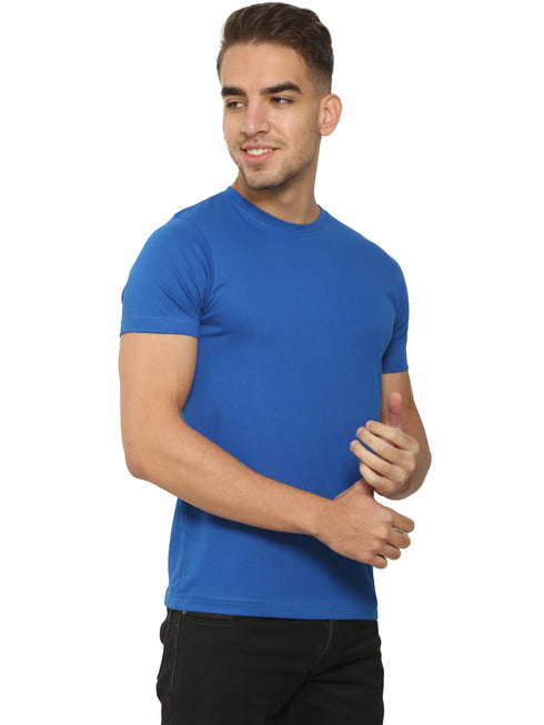 FAZZA Men Solid Blue T-Shirt