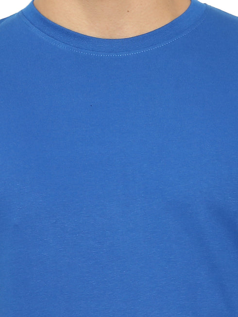 FAZZA Men Solid Blue T-Shirt