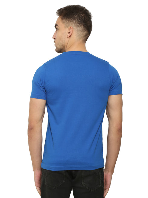 FAZZA Men Solid Blue T-Shirt