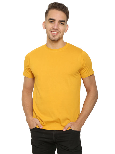 FAZZA Men Solid Yellow T-Shirt