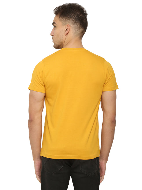 FAZZA Men Solid Yellow T-Shirt